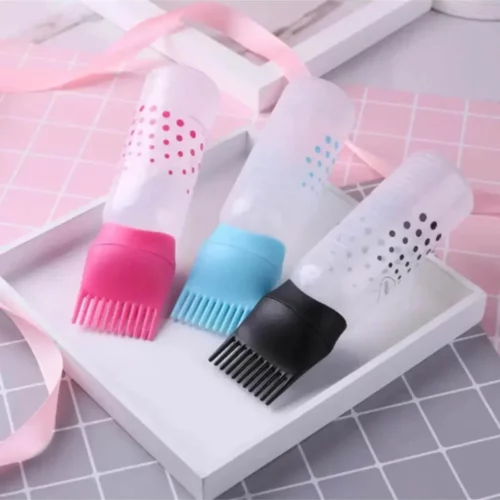 Praktische Kamm-Applikatorflaschen in verschiedenen Farben – ideal zum präzisen Auftragen von Haarfarbe & Haaröl.