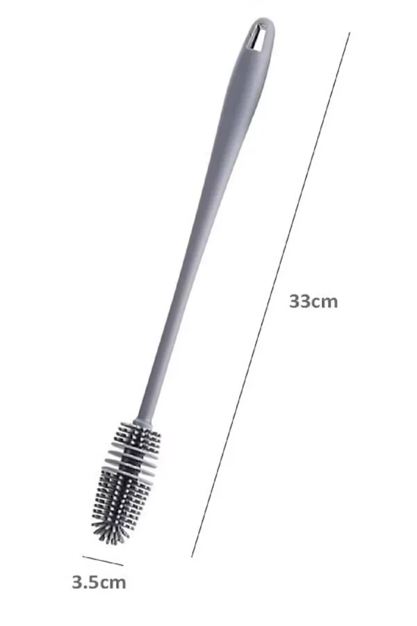Silikon-Flaschenreinigungsbürste – 33 cm Länge, mit Maßangaben, langlebige & flexible Borsten Einzelne Silikon-Flaschenreinigungsbürste mit Maßangaben – Länge 33 cm, langlebige & flexible Borsten, BPA-frei.