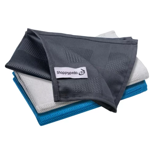 Shoppypella Classic 3er-Set Mikrofasertücher (40x60 cm) – für Glas, Auto, Küche & mehr, antibakteriell & fusselfrei.