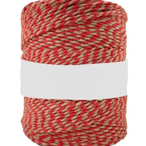 Rolle mit rot-beigem Marteniza Garn aus Baumwolle, ideal für Bastelarbeiten und Geschenkverpackungen